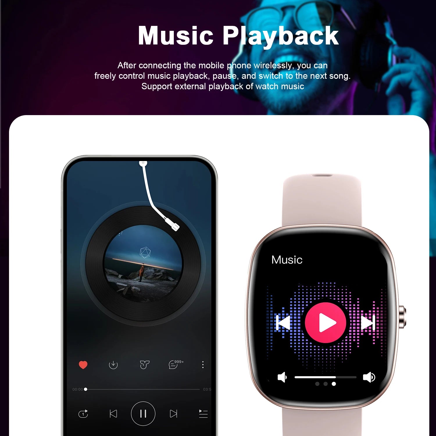Smart watch, wireless calling/dialing, multiple sports modes, music playback control, suitable for iPhone/Andriod