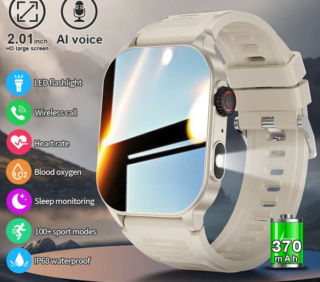 LIGE Smart Watch for Men Women LED Flashlight Full Touch Screen Sport Fitness Watches BT Call Digital Smartwatch Wristwatch New