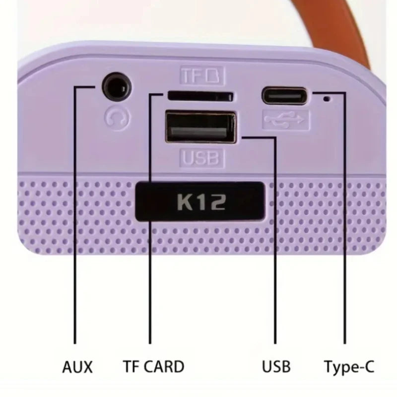 Portable Bluetooth Karaoke Speaker with Dual Wireless Mics RGB LED Lights & Rechargeable Battery for High-Quality Sound