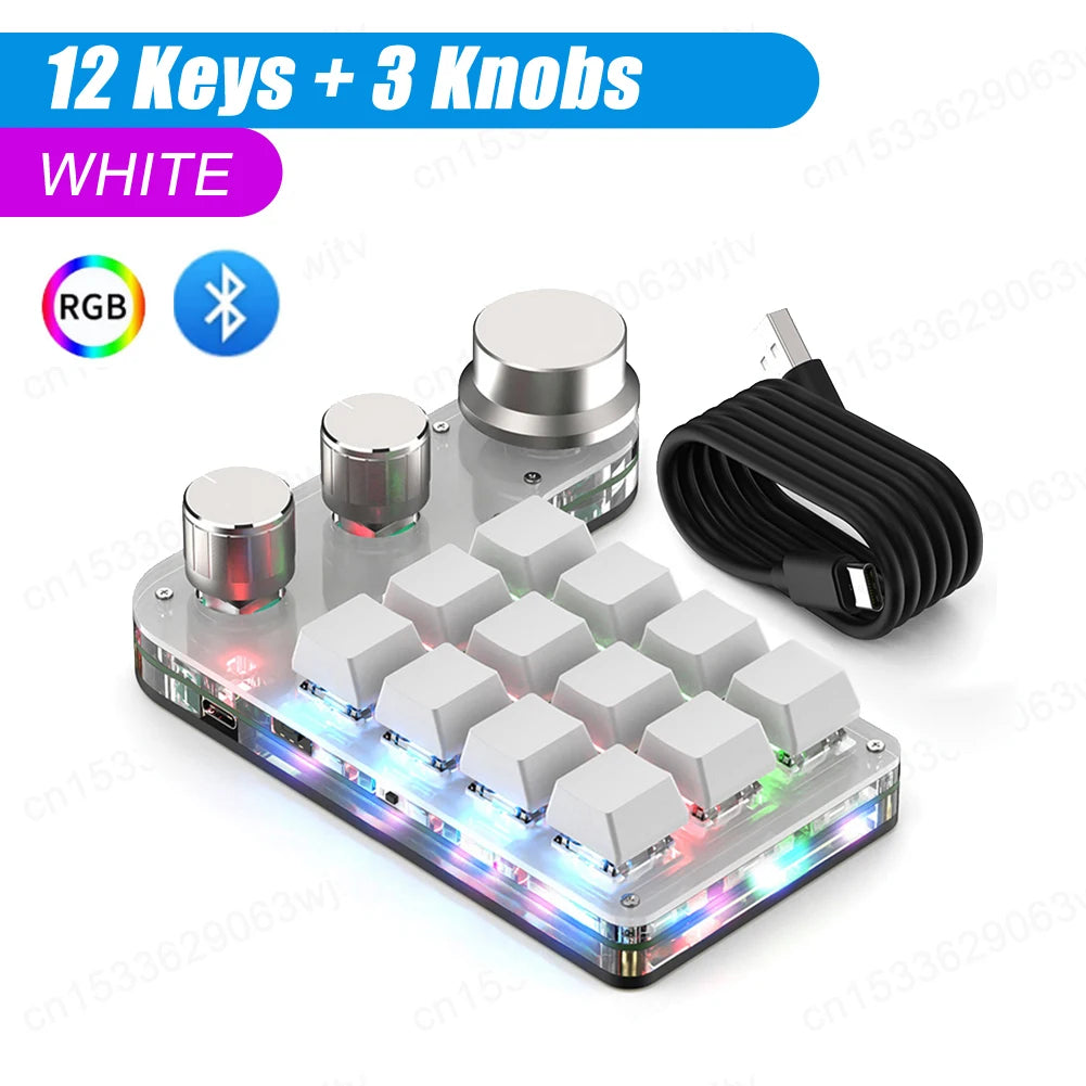 Programmable Keyboard Custom PC 12 Key 3 Knob Bluetooth/USB Wired Customized Hot Swap Shortcut Key for PC Macbook Laptop