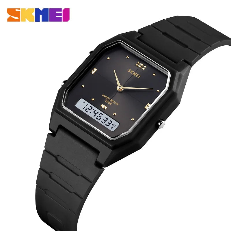 SKMEI Fashion 3 Time Display Digital Wristwatches For Men Women Casual Stopwatch Sport Watch 5Bar Waterproof Alarm Clock Watches