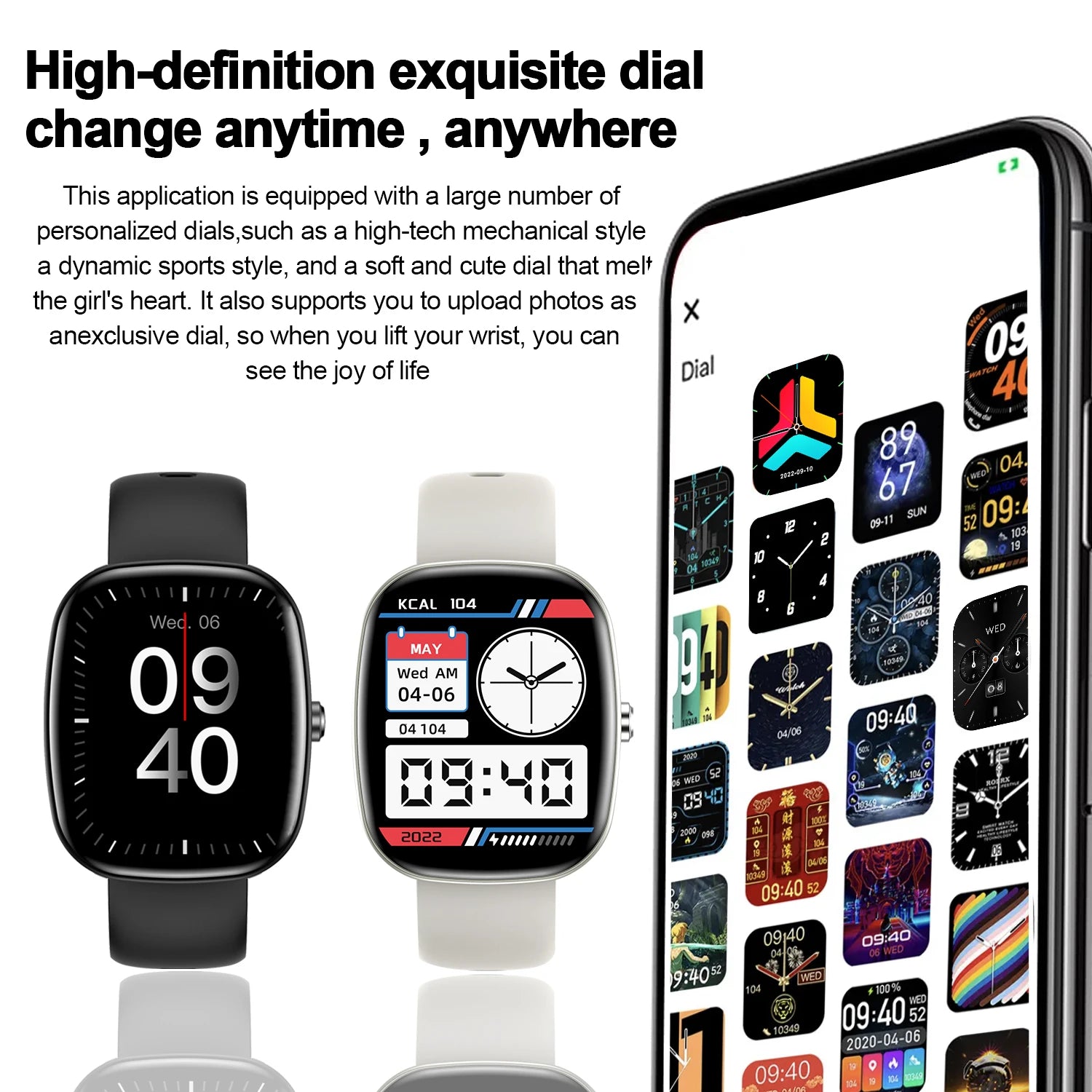 Smart watch, wireless calling/dialing, multiple sports modes, music playback control, suitable for iPhone/Andriod