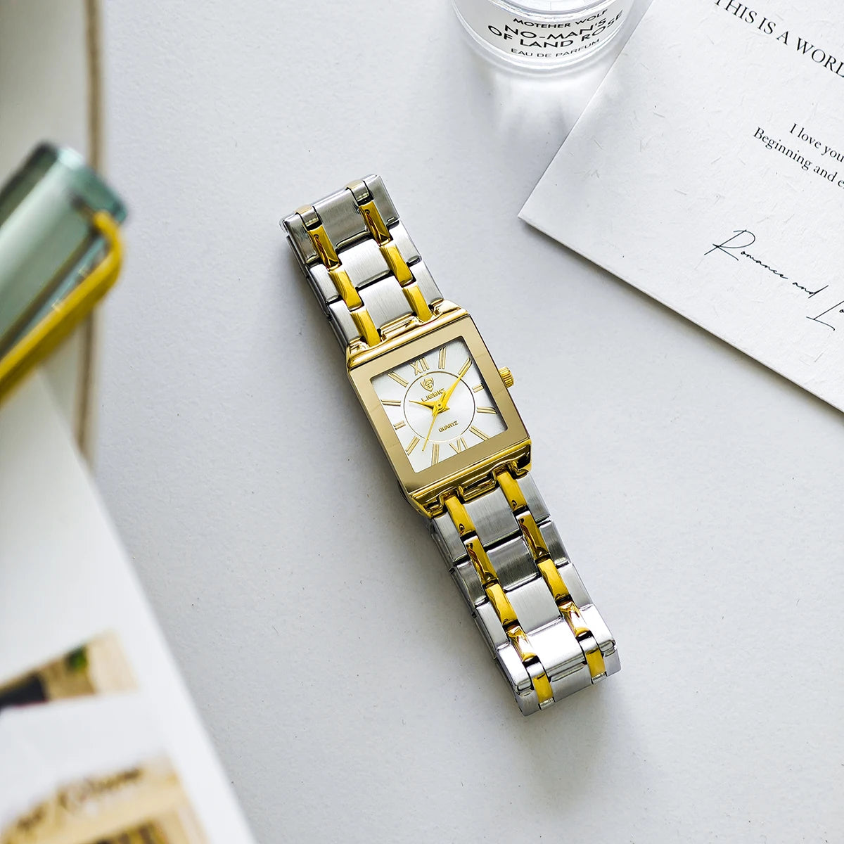 LIEBIG Luxury Golden Quartz Wristwatches For Female Girl Male Fashion 30m Waterproof Women Ladies Mens Watches Relogio Feminino