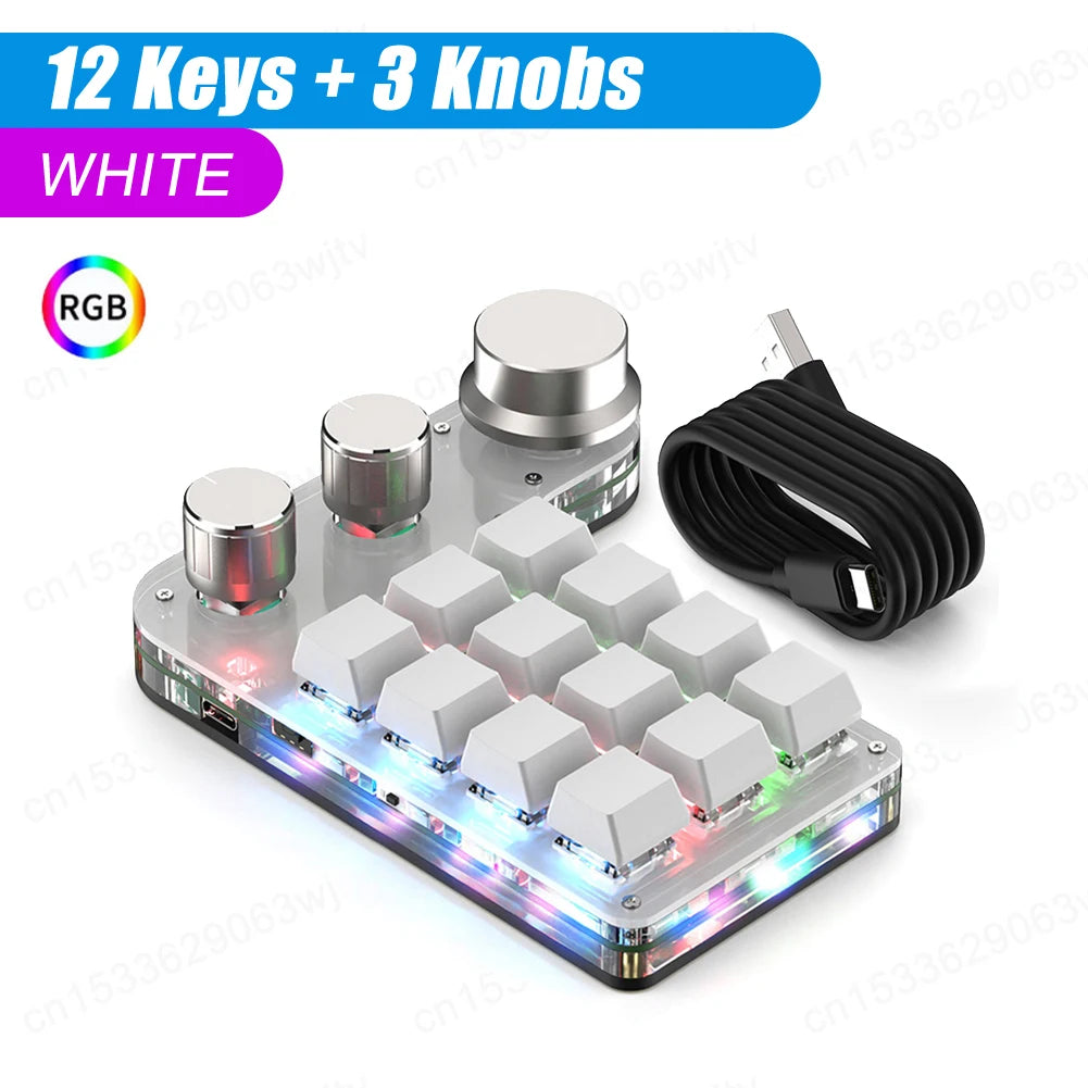 Programmable Keyboard Custom PC 12 Key 3 Knob Bluetooth/USB Wired Customized Hot Swap Shortcut Key for PC Macbook Laptop