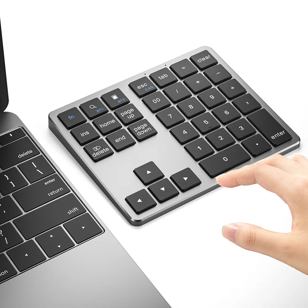 2.4G Bluetooth-Compatible Number Pad USB Rechargeable 35 Keys Digital Keyboard Ultra-thin Numpad Keyboard for Android IOS Window