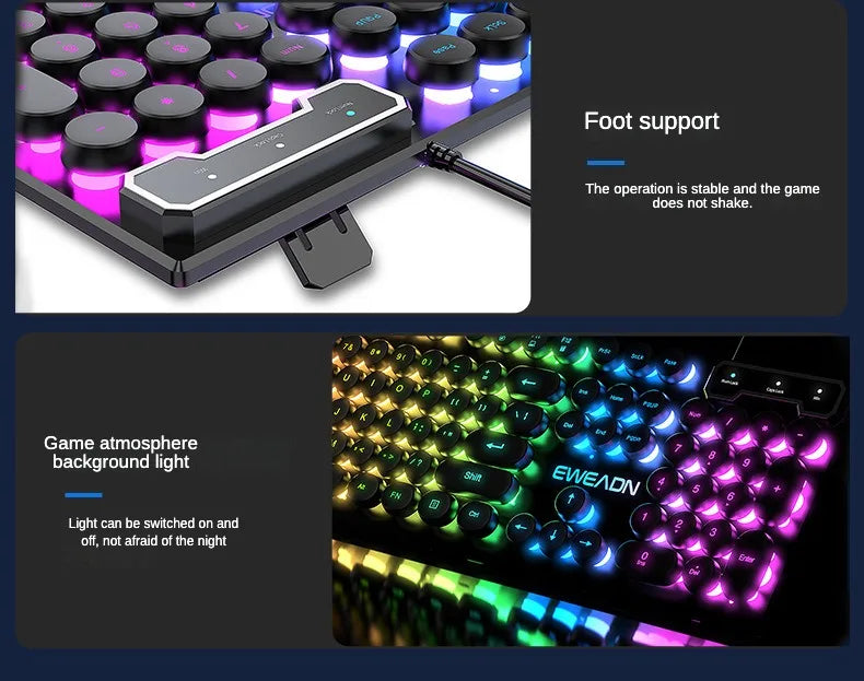 Punk Style Mechanical Keyboard 104 Keys Usb Wired Gaming Keyboards Rgb Backlit for Pc Laptop Gamers Wired Keyboard Plug and Play