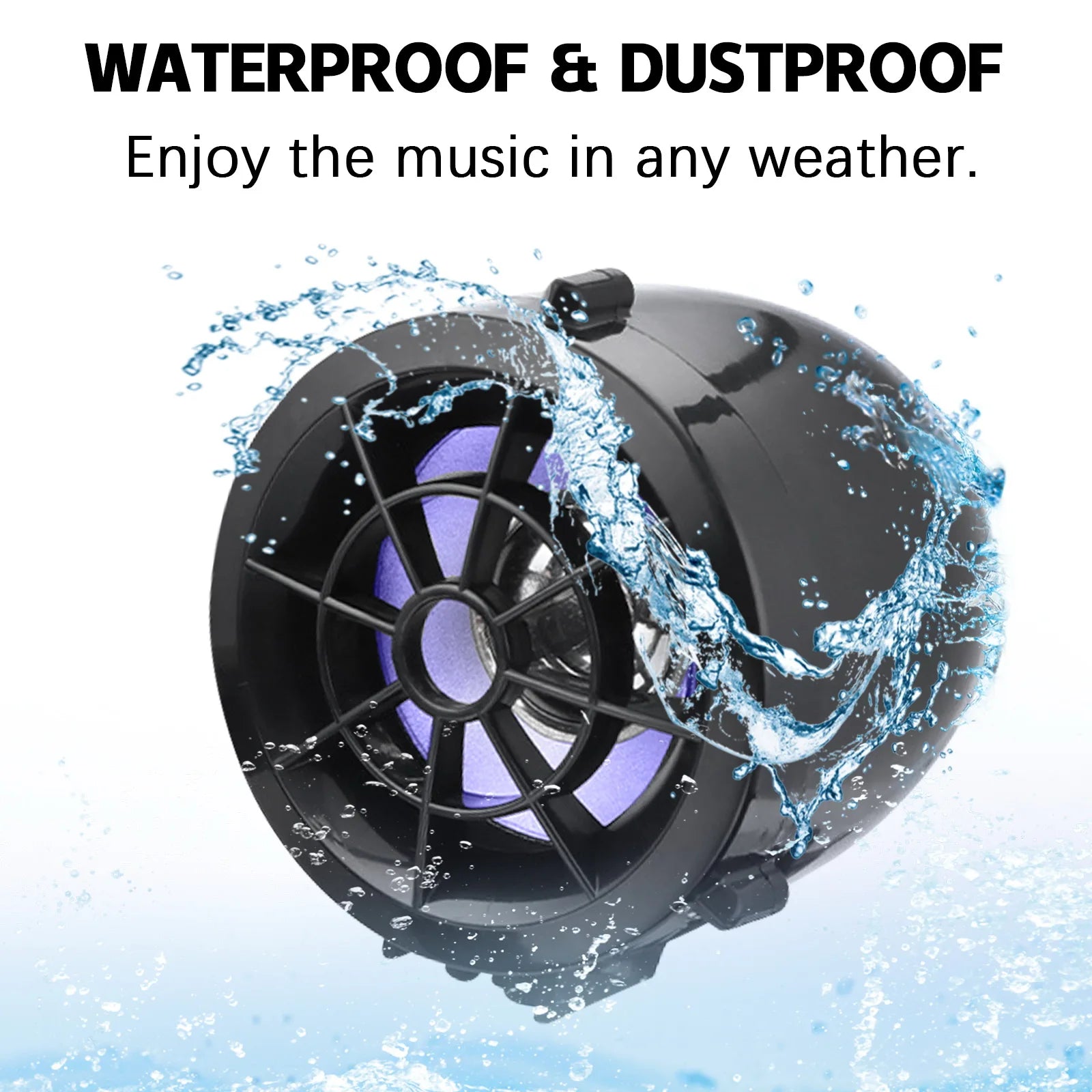 Pair– Waterproof Motorcycle Audio Player: Bluetooth, FM, MP3 (TF/USB), LED Lighting, Anti-Theft Alarm & Remote Audio Speakers