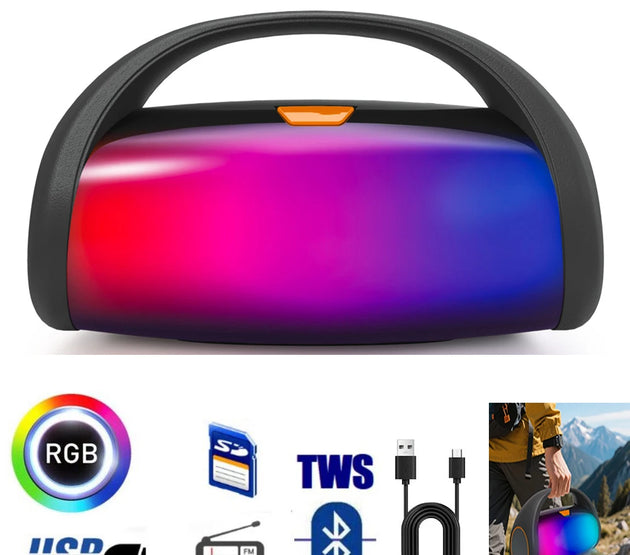 1000W Bluetooth Speaker LED Light Portable Outdoor Speakers Dual 3'' Subwoofer Sound Box Support