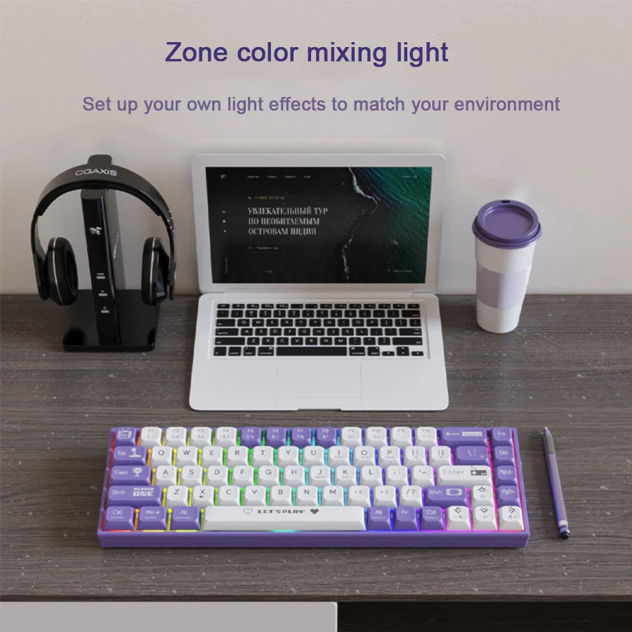 AJAZZ AK680 Mechanical Keyboard ABS Keycap 68 Keys Wired Wireless Bluetooth Gamer Keyboard Hot Swap Custom Gasket for Pc Laptop