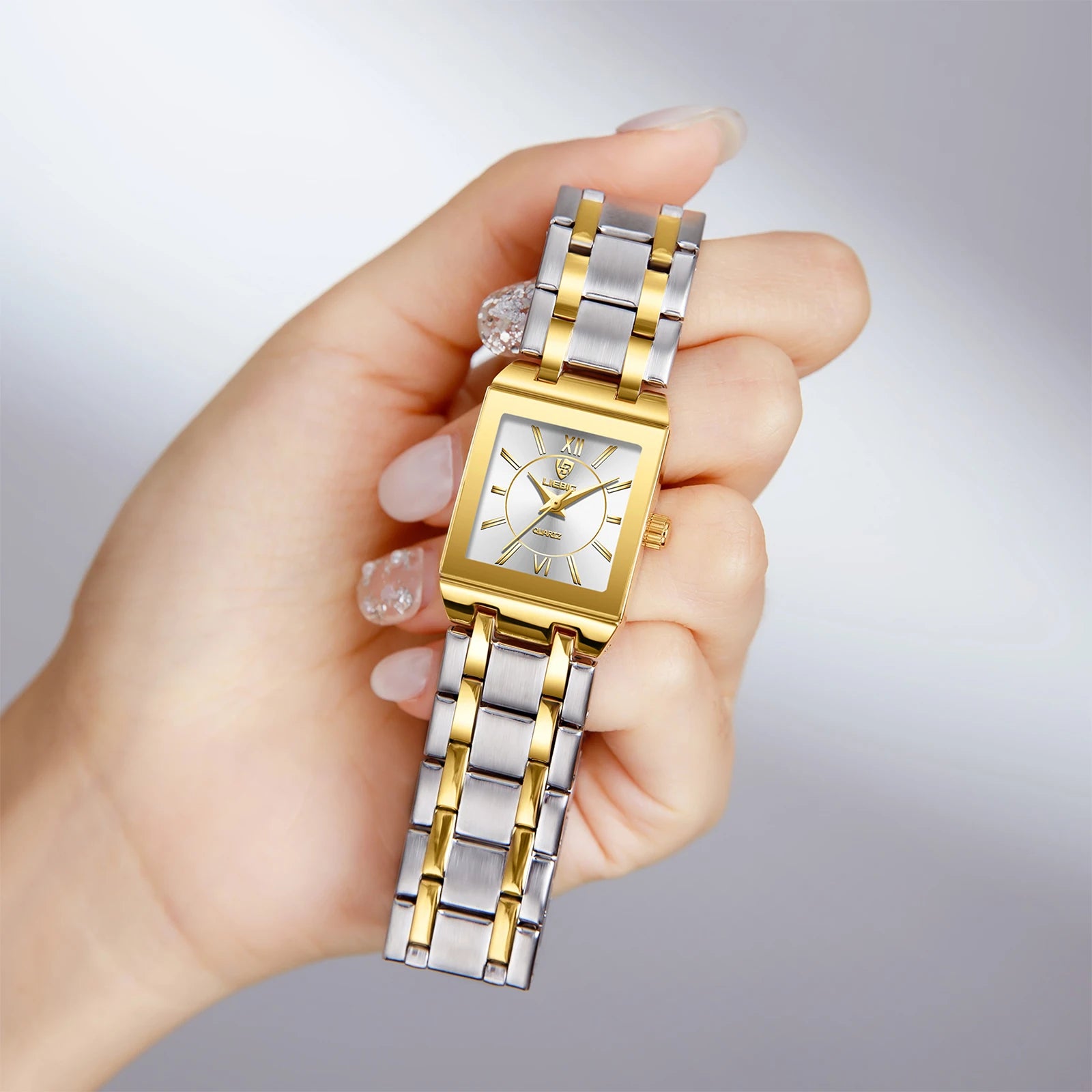 LIEBIG Luxury Golden Quartz Wristwatches For Female Girl Male Fashion 30m Waterproof Women Ladies Mens Watches Relogio Feminino