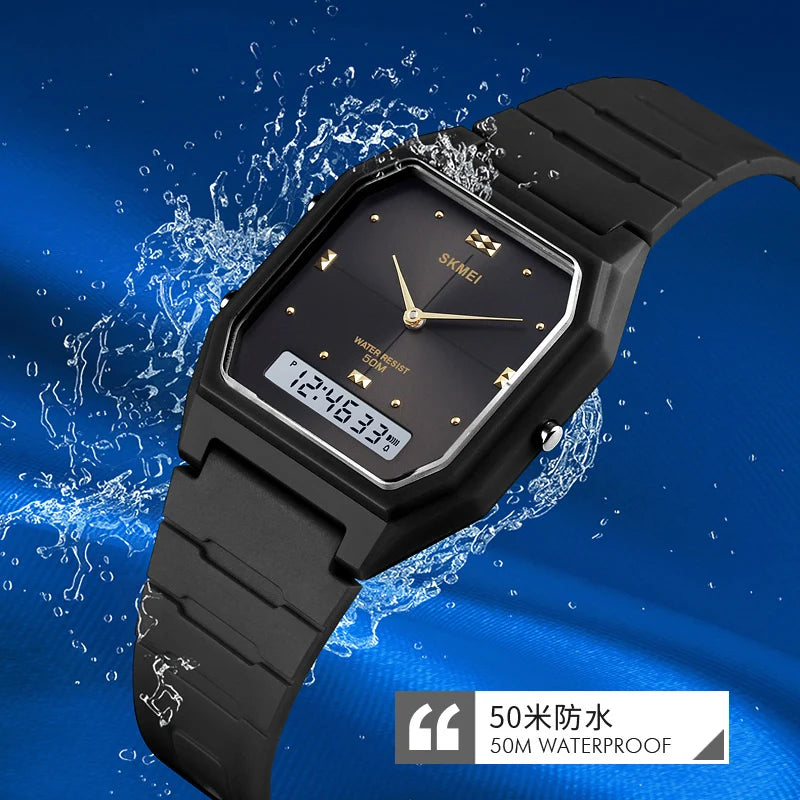 SKMEI Fashion 3 Time Display Digital Wristwatches For Men Women Casual Stopwatch Sport Watch 5Bar Waterproof Alarm Clock Watches