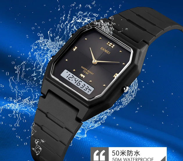 SKMEI Fashion 3 Time Display Digital Wristwatches For Men Women Casual Stopwatch Sport Watch 5Bar Waterproof Alarm Clock Watches