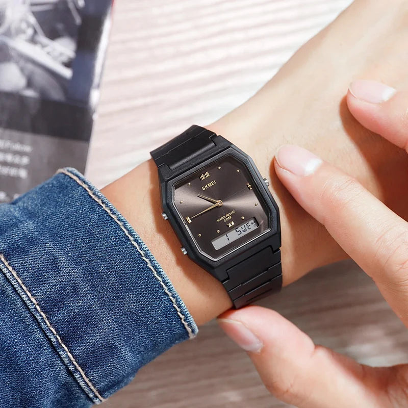 SKMEI Fashion 3 Time Display Digital Wristwatches For Men Women Casual Stopwatch Sport Watch 5Bar Waterproof Alarm Clock Watches