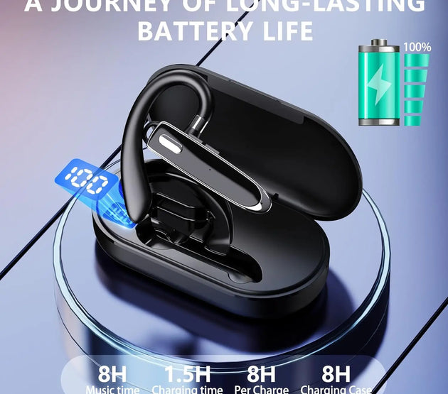 Bluetooth Headset Wireless Hands-Free Phone with Mic Hands-Free Earphones with 8 Hours Talk Time for Trucker Sports Riding