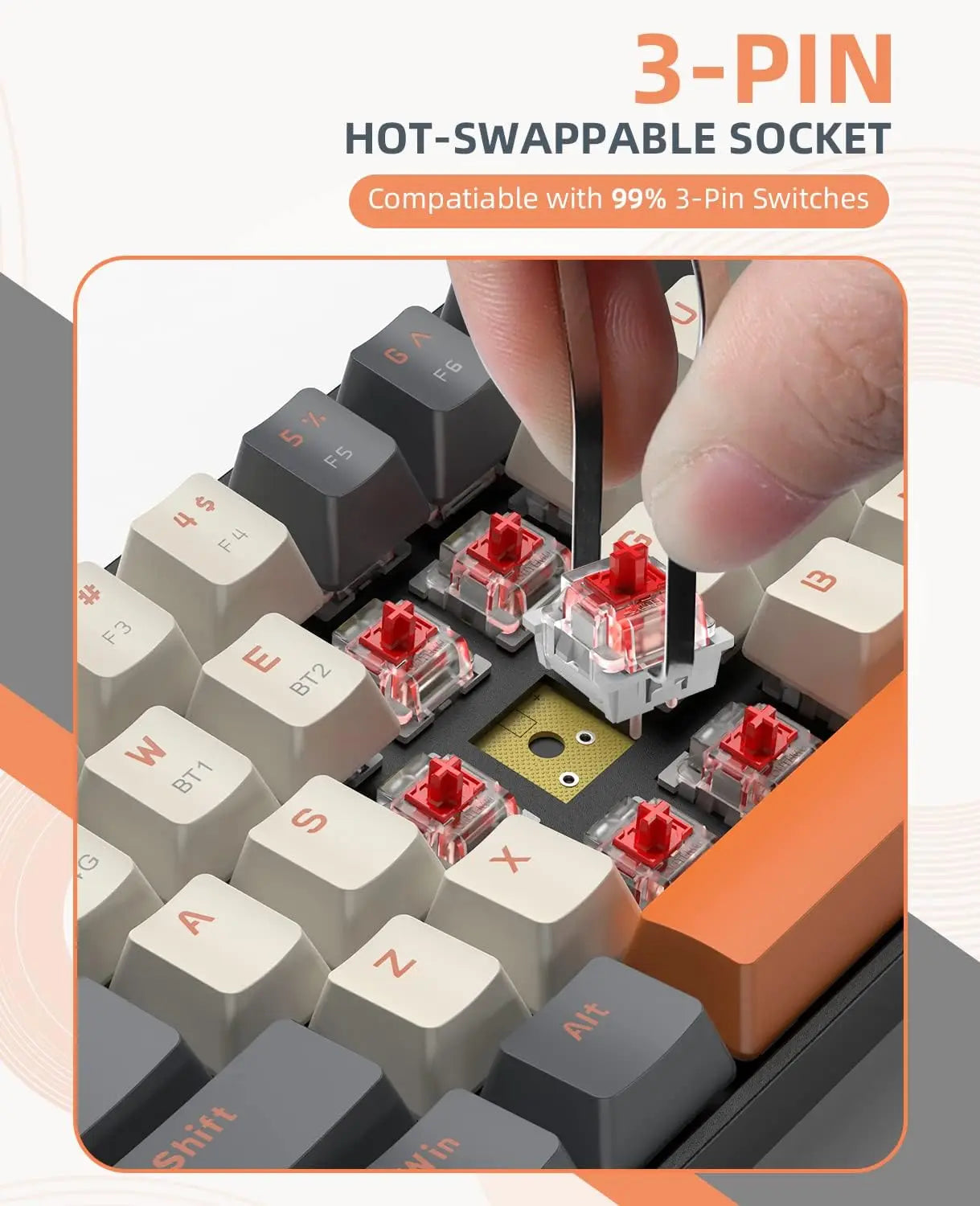 MAMBASNAKE x ZIYOU LANG K68 60% Wireless Mechanical Keyboard, Bluetooth 5.0/2.4GHz with Dual Mode 2-in-1 Receiver