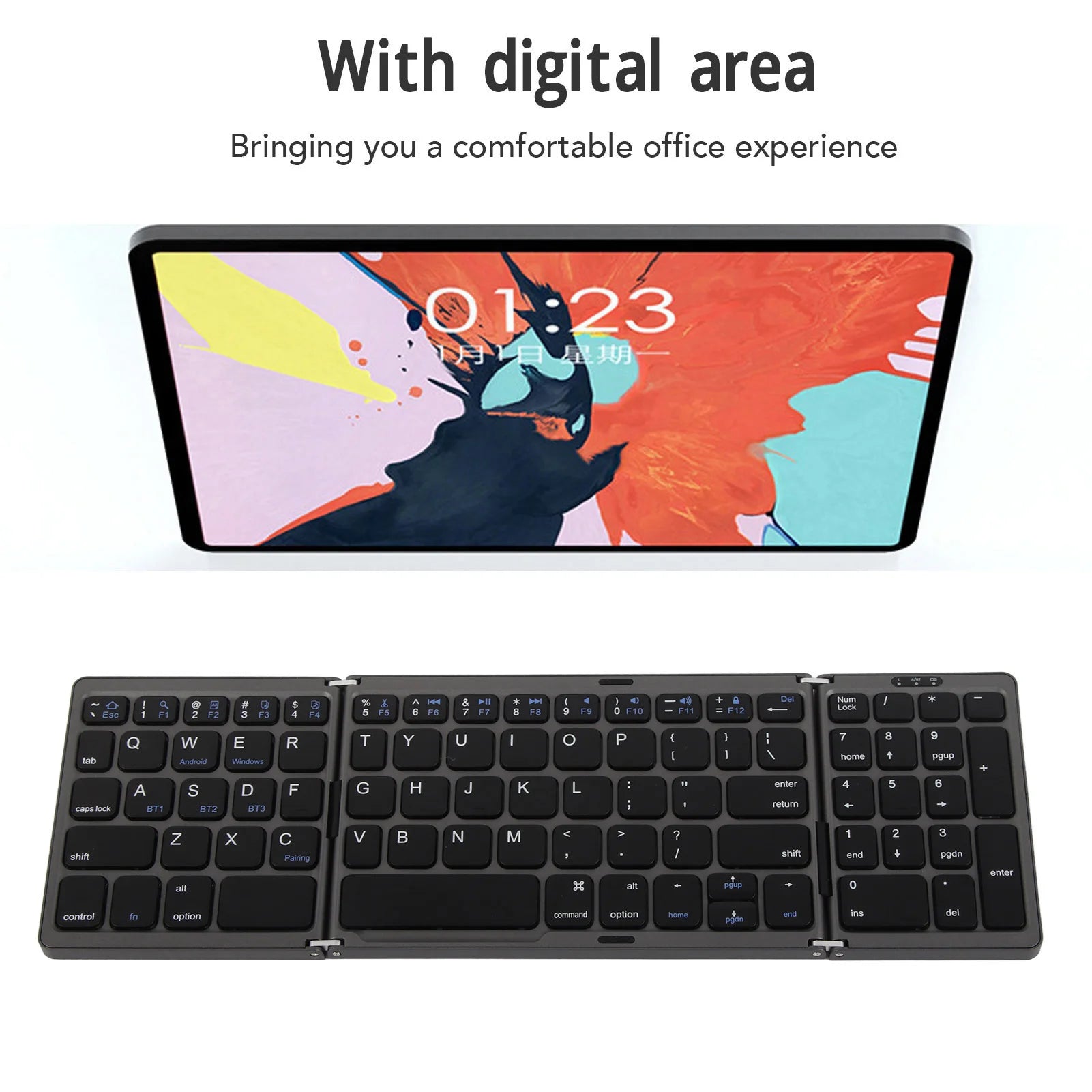 Bluetooth Keyboard Triple Fold Multiple Device Connection Wireless Keyboard for Laptop Tablet Phone