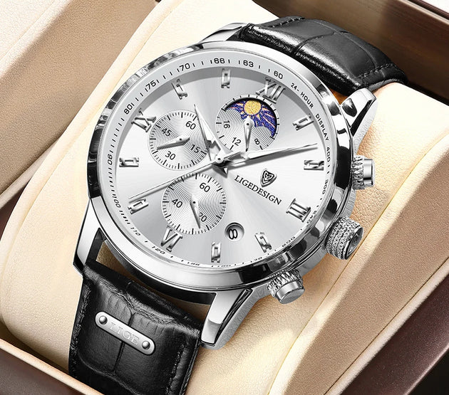 LIGE Luxury Sports Watch For Men Waterproof Luminous Date Chronograph Man Wristwatch Leather Quartz Men's Watches Male Reloj