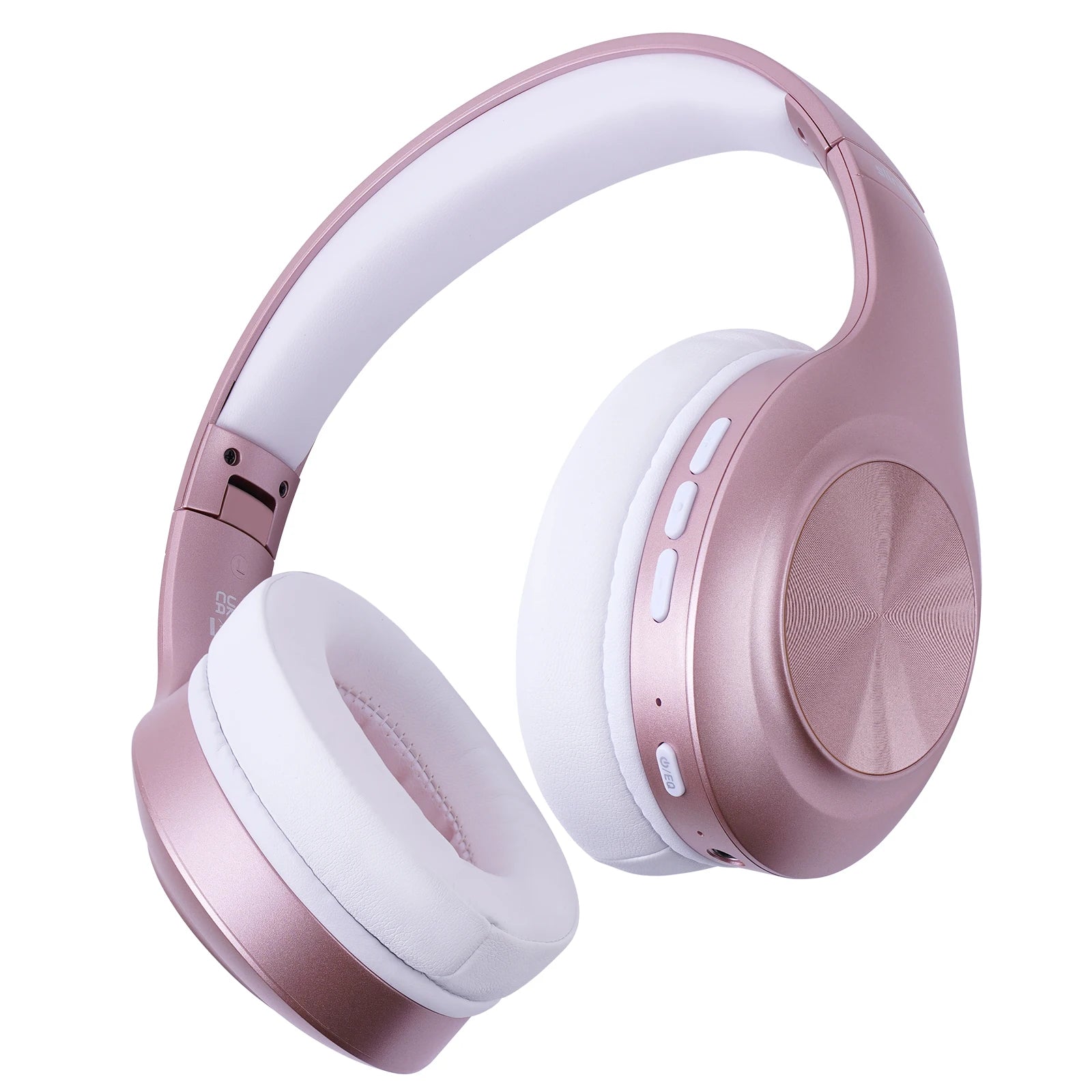 Siindoo JH-923 Foldable Bluetooth Headsets Wireless Headphones Over Ear 3EQ Sound Modes Hi-Res Audio with Mic Deep Bass Rose Red