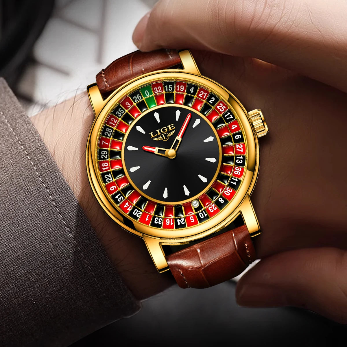 LIGE 2025 Creative Luxury Watches men Roulette Game Dial Fashion Mens Watch Waterproof Luminous Quartz Wristwatches Reloj Hombre