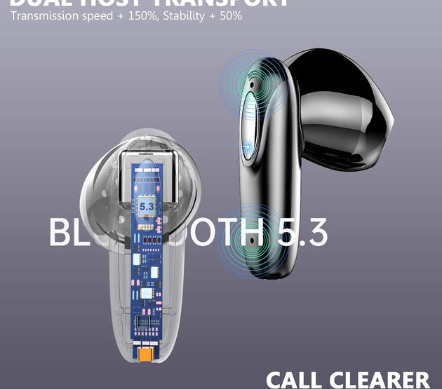 DRSAEC Wireless Earbuds, Bluetooth 5.3, 4 ENC Noise Canceling Mic, 40H LED Display Charging Case, IP7 Waterproof in-Ear Earbuds.
