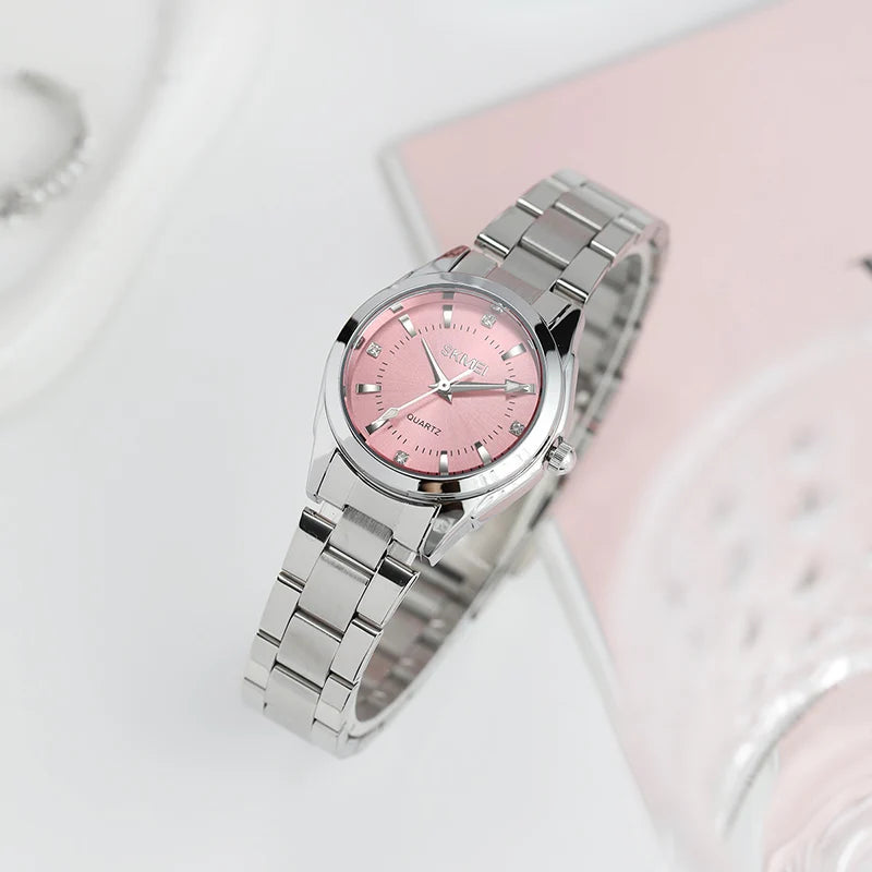 SKMEI Girls Watches Luxury Elegant Quartz Watch For Women Fashion Female Stainless Steel Strip Wristwatch Lady Simple Time Watch