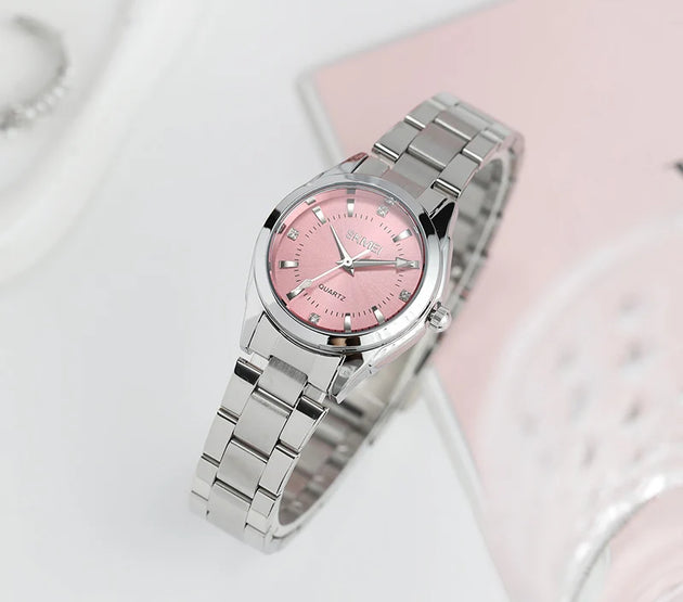 SKMEI Girls Watches Luxury Elegant Quartz Watch For Women Fashion Female Stainless Steel Strip Wristwatch Lady Simple Time Watch
