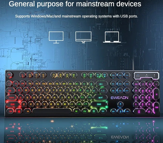 Punk Style Mechanical Keyboard 104 Keys Usb Wired Gaming Keyboards Rgb Backlit for Pc Laptop Gamers Wired Keyboard Plug and Play