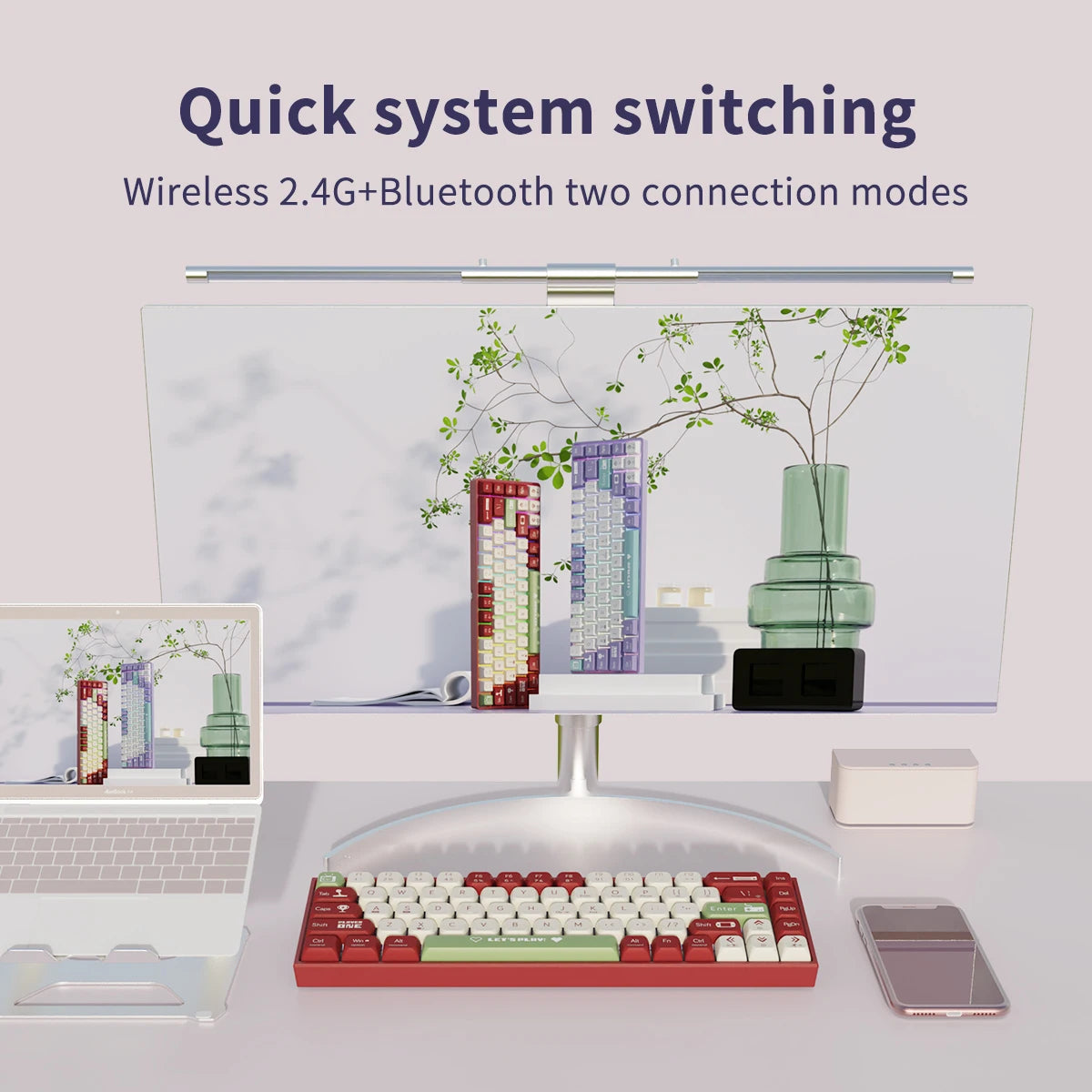 AJAZZ AK680 Mechanical Keyboard ABS Keycap 68 Keys Wired Wireless Bluetooth Gamer Keyboard Hot Swap Custom Gasket for Pc Laptop