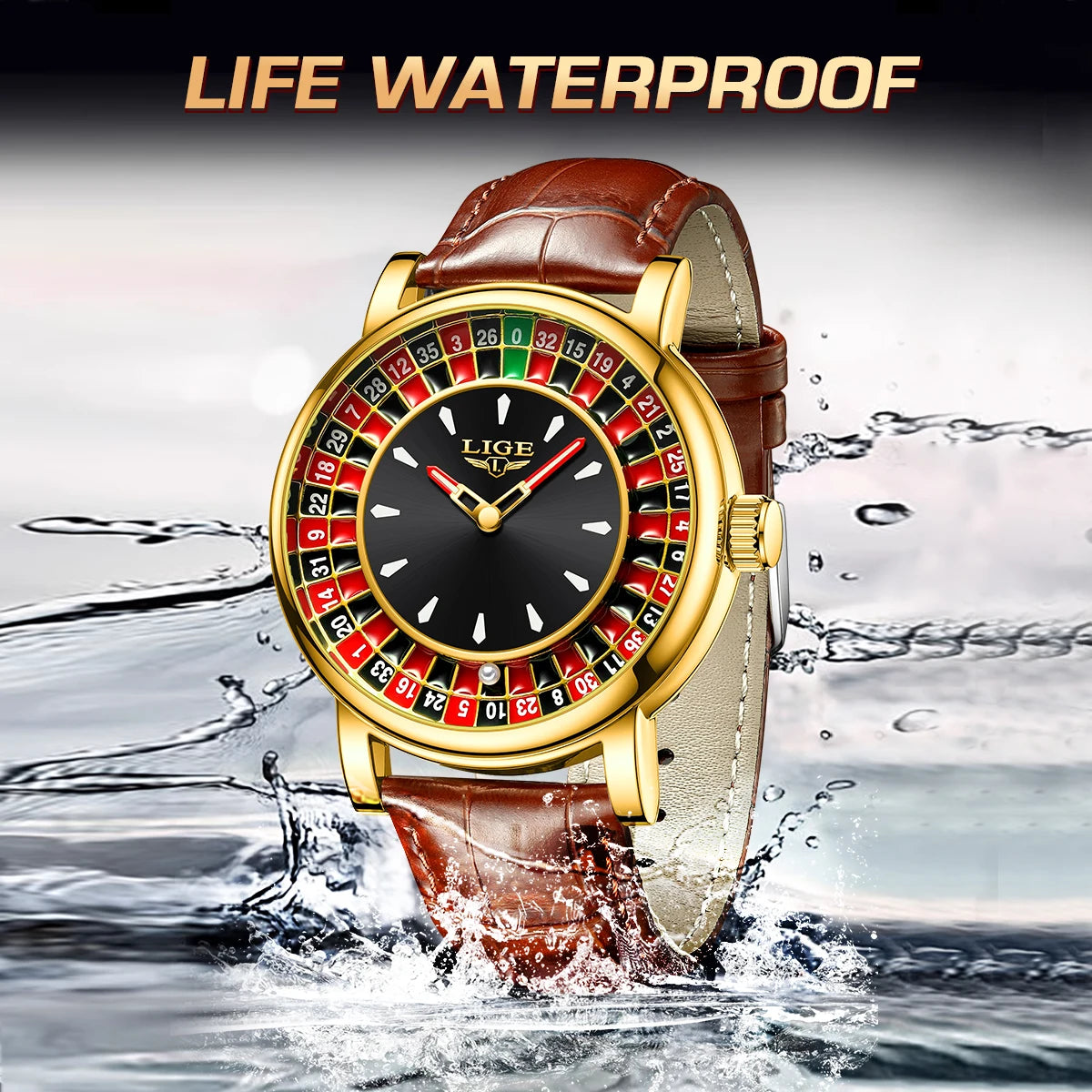 LIGE 2025 Creative Luxury Watches men Roulette Game Dial Fashion Mens Watch Waterproof Luminous Quartz Wristwatches Reloj Hombre