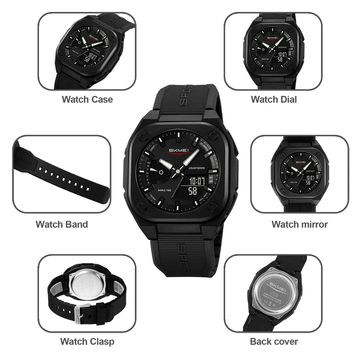 SKMEI Outdoor Double Display Digital Electronic Watch Fashion Sport Quartz Watches For Mens Women Chrono Waterproof Wristwatches