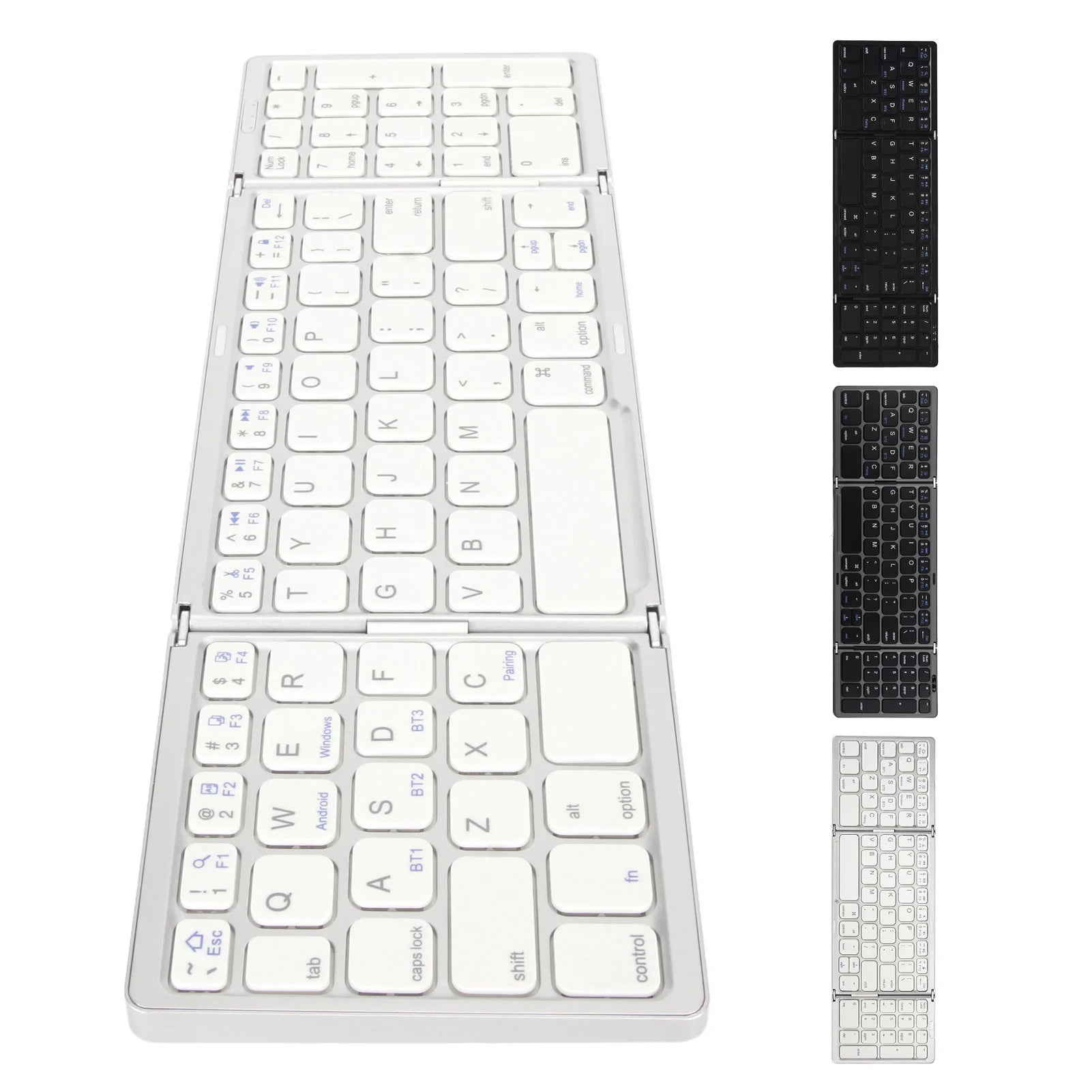 Bluetooth Keyboard Portable Triple Fold Multiple Device Connection Wireless Keyboard for iOS/Android/Windows System Laptop Phone