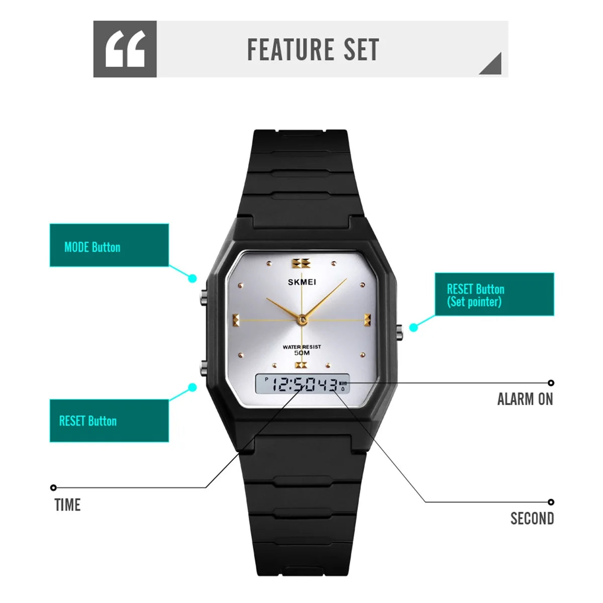 SKMEI Fashion 3 Time Display Digital Wristwatches For Men Women Casual Stopwatch Sport Watch 5Bar Waterproof Alarm Clock Watches
