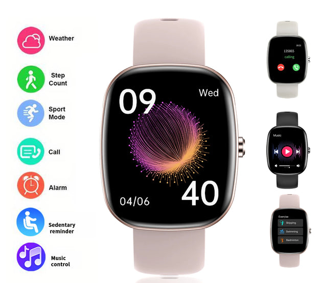 Smart watch, wireless calling/dialing, multiple sports modes, music playback control, suitable for iPhone/Andriod