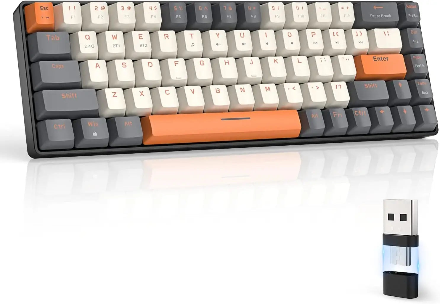MAMBASNAKE x ZIYOU LANG K68 60% Wireless Mechanical Keyboard, Bluetooth 5.0/2.4GHz with Dual Mode 2-in-1 Receiver