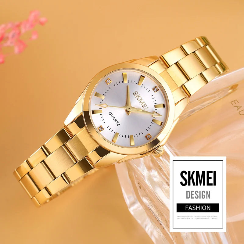 SKMEI Girls Watches Luxury Elegant Quartz Watch For Women Fashion Female Stainless Steel Strip Wristwatch Lady Simple Time Watch