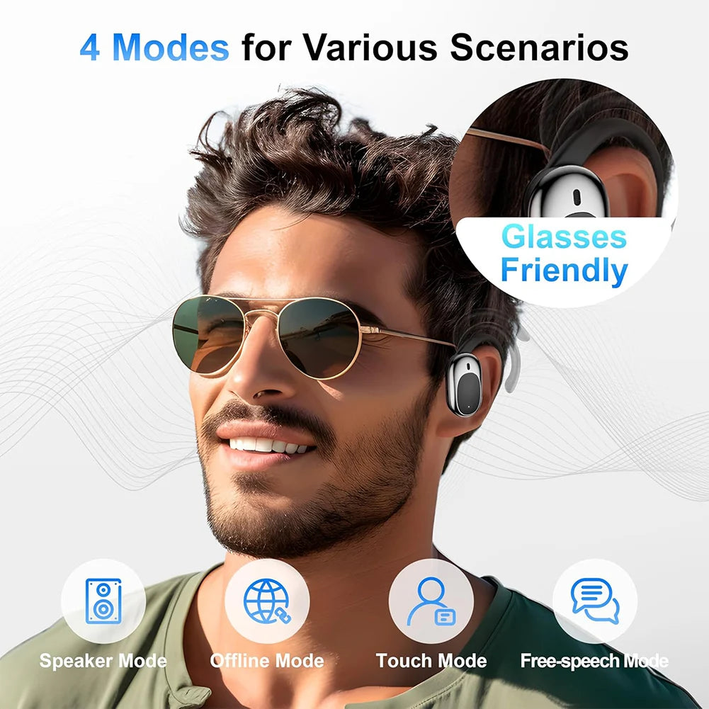 Bluetooth-Compatible TWS Adjustable Language Translator Earphone 144 Languages Wireless Open-Ear Headphones for Professionals