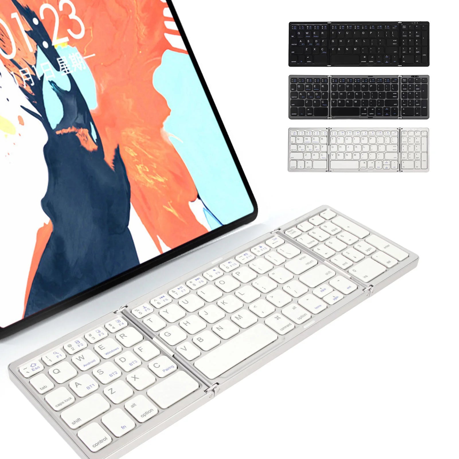 Bluetooth Keyboard Triple Fold Multiple Device Connection Wireless Keyboard for Laptop Tablet Phone