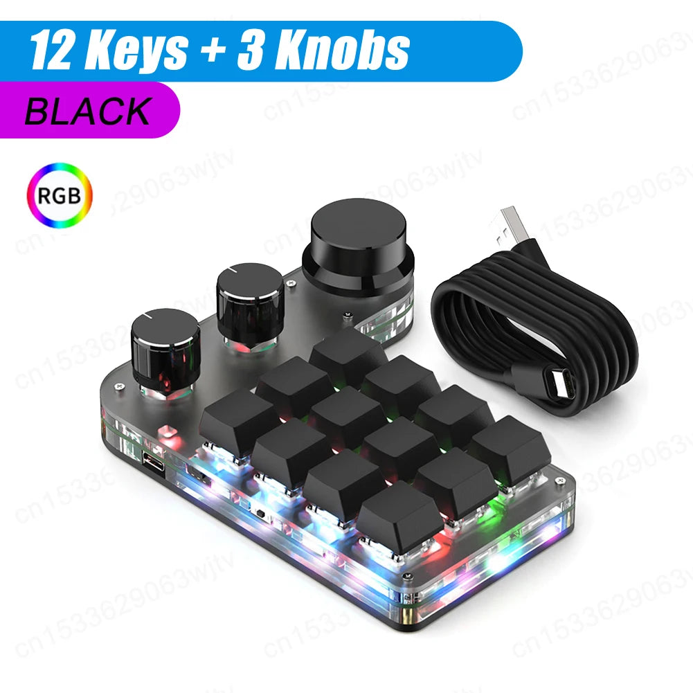 Programmable Keyboard Custom PC 12 Key 3 Knob Bluetooth/USB Wired Customized Hot Swap Shortcut Key for PC Macbook Laptop