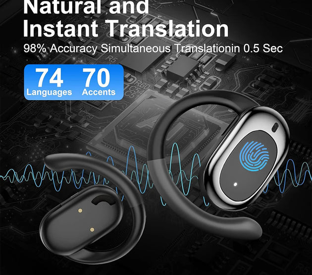 Bluetooth-Compatible TWS Adjustable Language Translator Earphone 144 Languages Wireless Open-Ear Headphones for Professionals