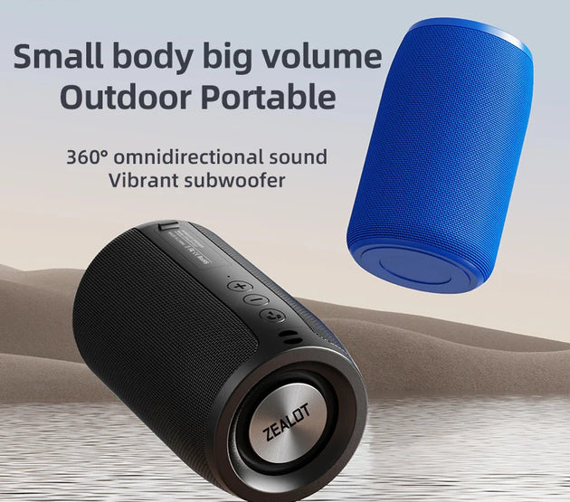 ZEALOT S32 Portable Bluetooth Speaker Mini Wireless HIFI Subwoofer Speaker with fm Radio Column Support TF, TWS, USB Flash Drive