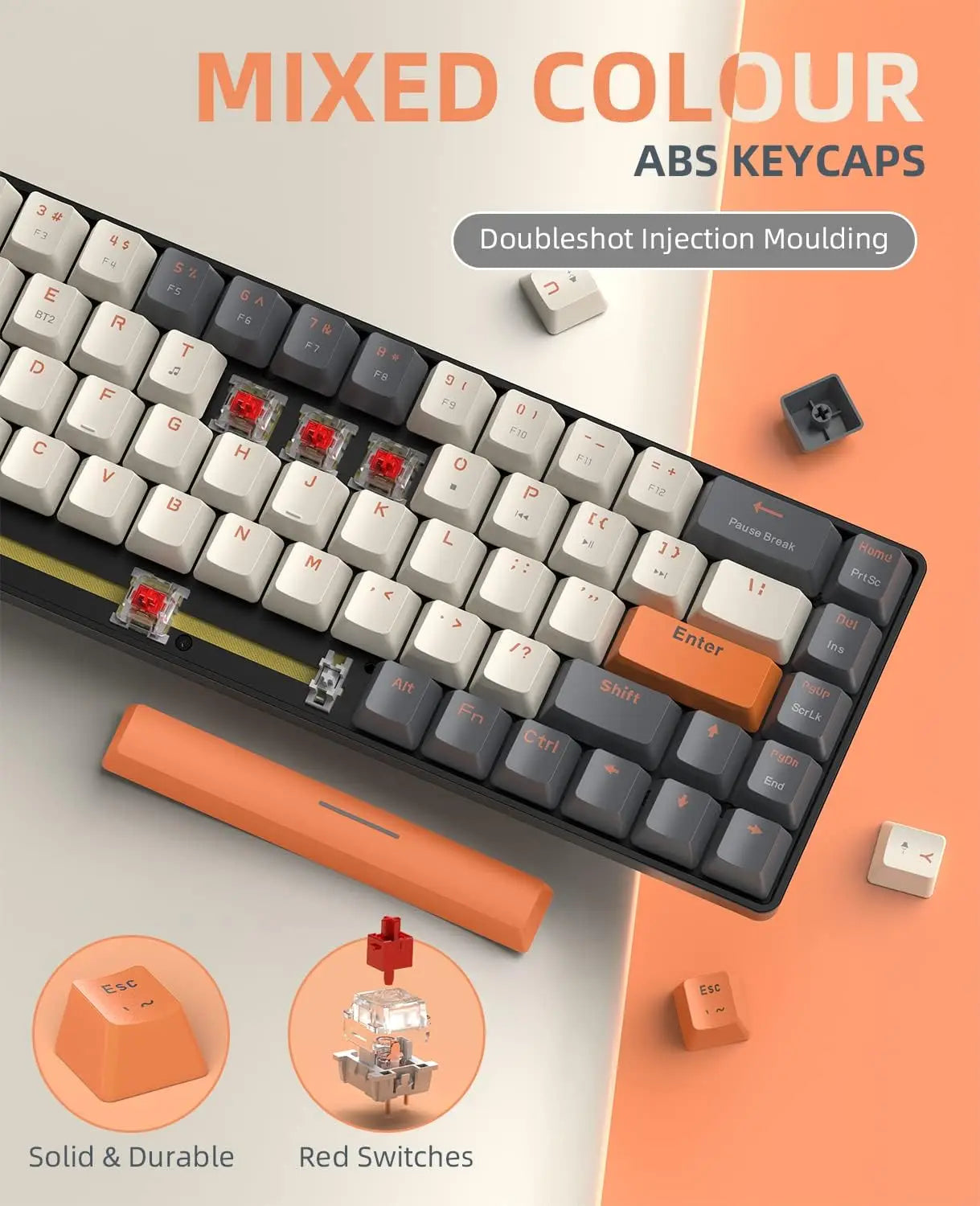 MAMBASNAKE x ZIYOU LANG K68 60% Wireless Mechanical Keyboard, Bluetooth 5.0/2.4GHz with Dual Mode 2-in-1 Receiver