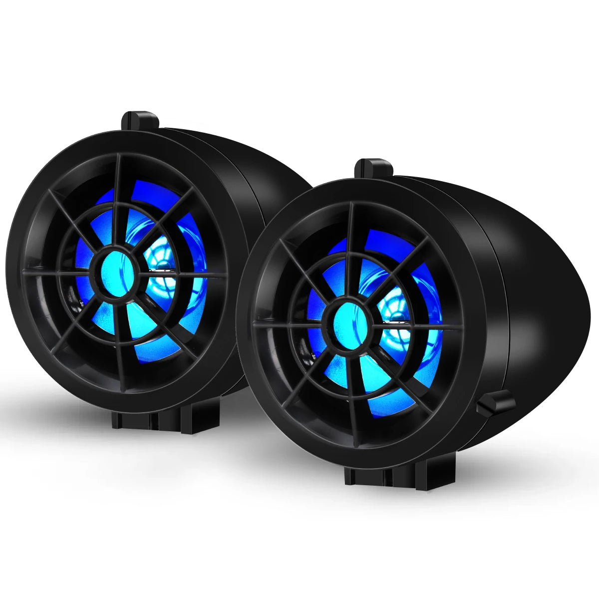 Pair– Waterproof Motorcycle Audio Player: Bluetooth, FM, MP3 (TF/USB), LED Lighting, Anti-Theft Alarm & Remote Audio Speakers