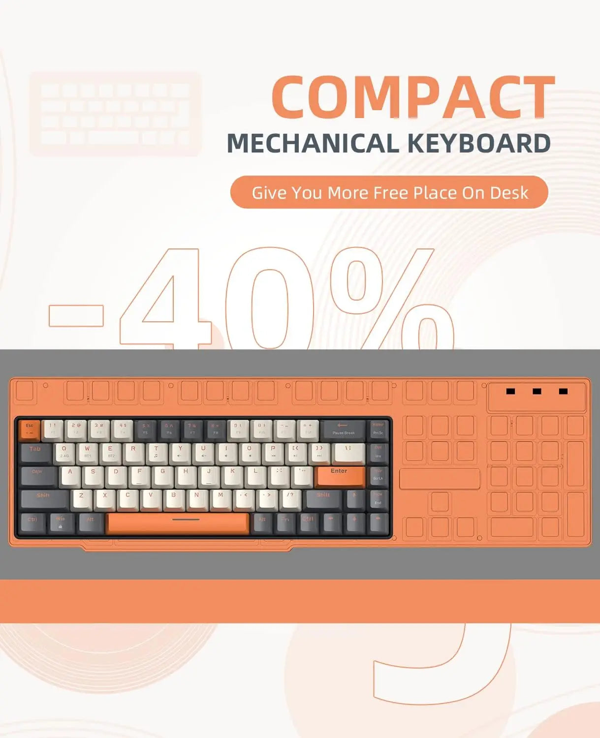 MAMBASNAKE x ZIYOU LANG K68 60% Wireless Mechanical Keyboard, Bluetooth 5.0/2.4GHz with Dual Mode 2-in-1 Receiver