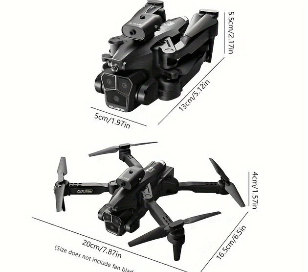 2 Batteries K10 MAX: 3 Camera Remote Control Drone with SD Three ESC Camera Optical Flow Positioning 360° Obstacle Avoidance 2.4