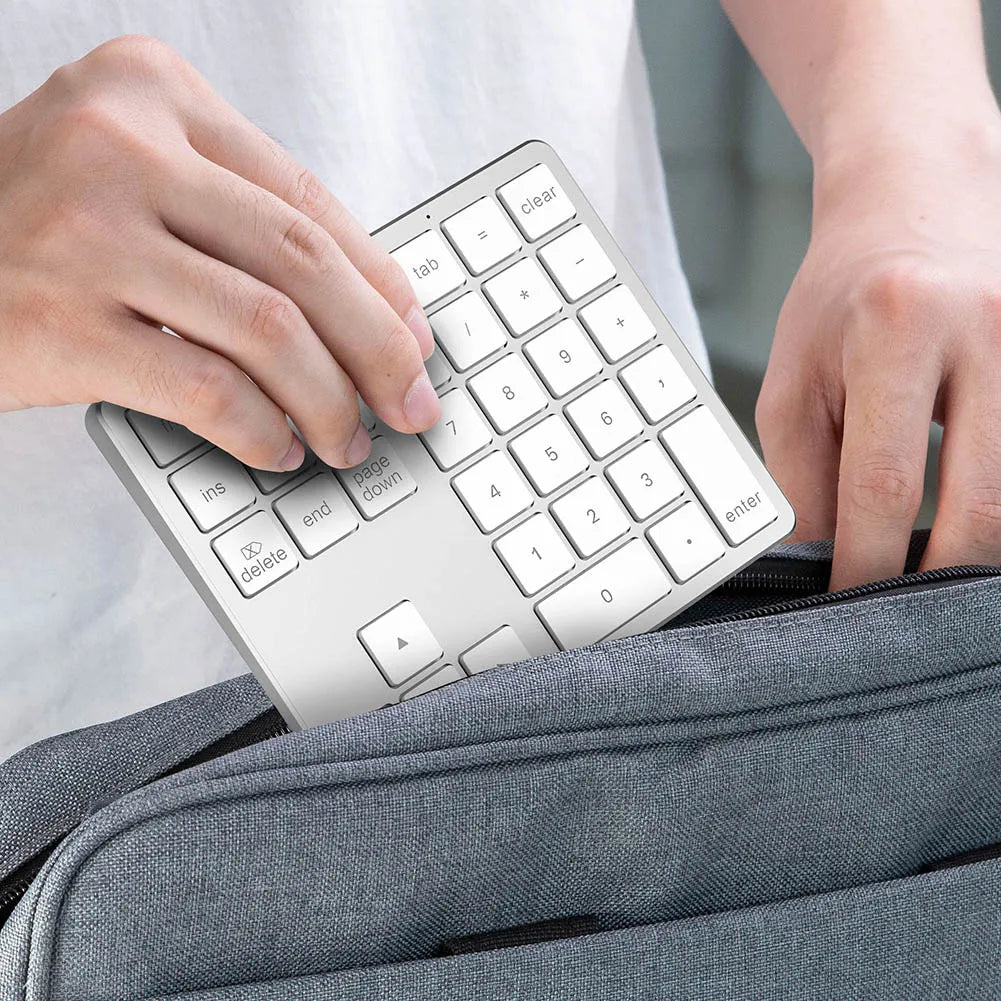 2.4G Bluetooth-Compatible Number Pad USB Rechargeable 35 Keys Digital Keyboard Ultra-thin Numpad Keyboard for Android IOS Window