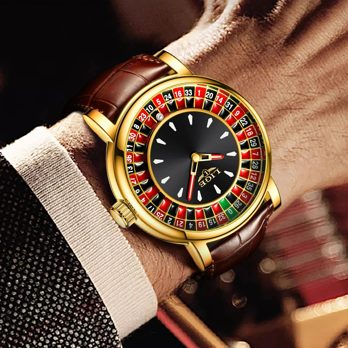 LIGE 2025 Creative Luxury Watches men Roulette Game Dial Fashion Mens Watch Waterproof Luminous Quartz Wristwatches Reloj Hombre