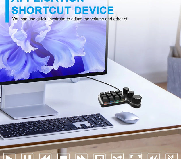 Programmable Keyboard Custom PC 12 Key 3 Knob Bluetooth/USB Wired Customized Hot Swap Shortcut Key for PC Macbook Laptop