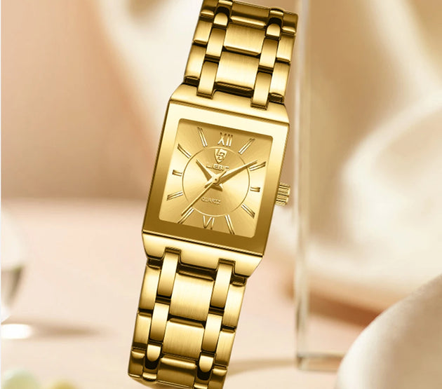LIEBIG Luxury Golden Quartz Wristwatches For Female Girl Male Fashion 30m Waterproof Women Ladies Mens Watches Relogio Feminino
