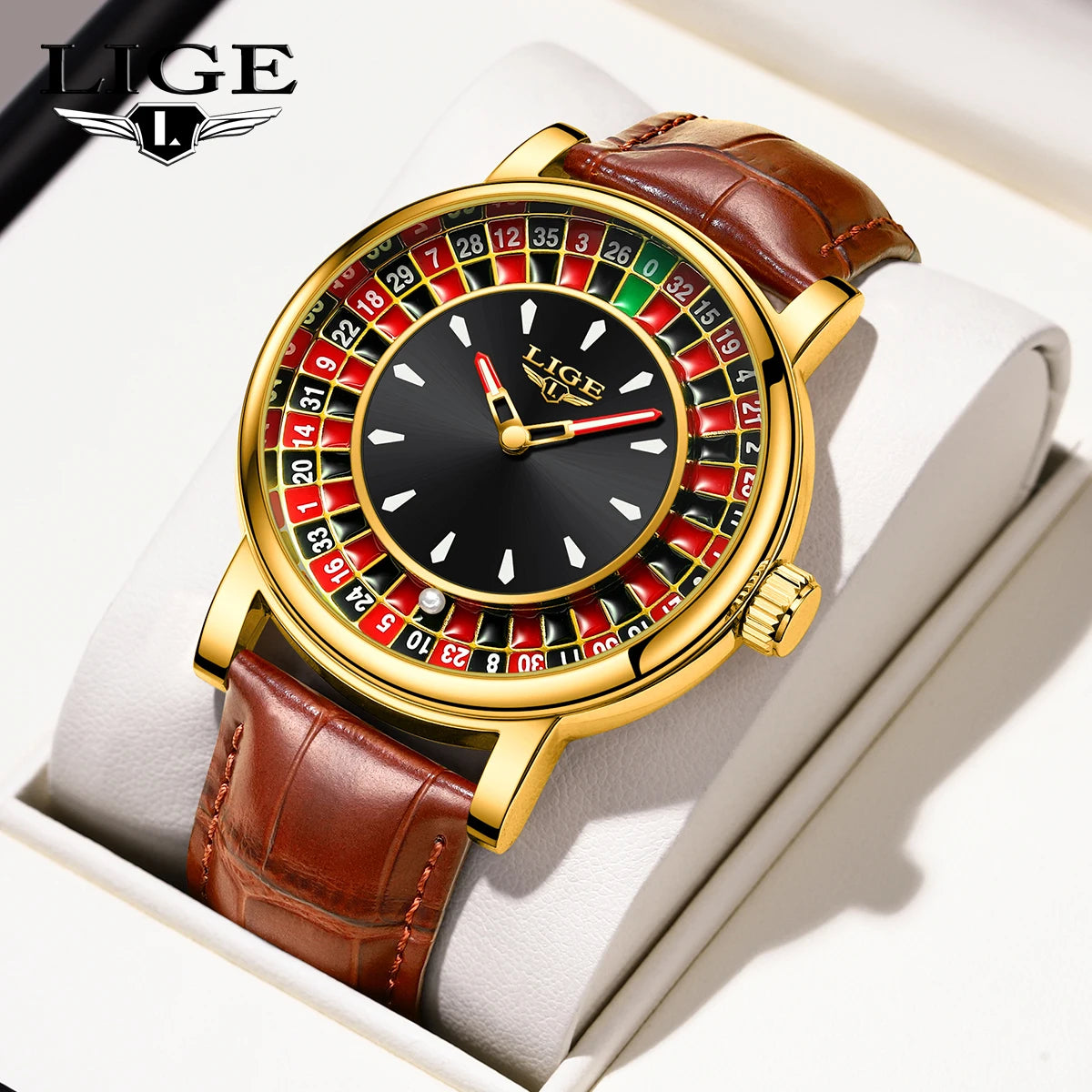 LIGE 2025 Creative Luxury Watches men Roulette Game Dial Fashion Mens Watch Waterproof Luminous Quartz Wristwatches Reloj Hombre