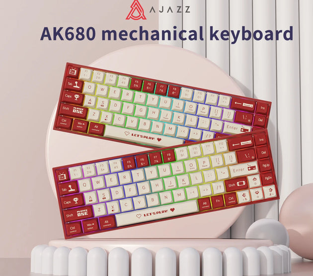 AJAZZ AK680 Mechanical Keyboard ABS Keycap 68 Keys Wired Wireless Bluetooth Gamer Keyboard Hot Swap Custom Gasket for Pc Laptop